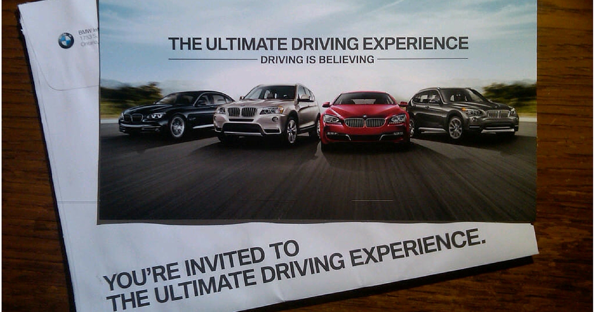 example of BMW's direct mail marketing campaign