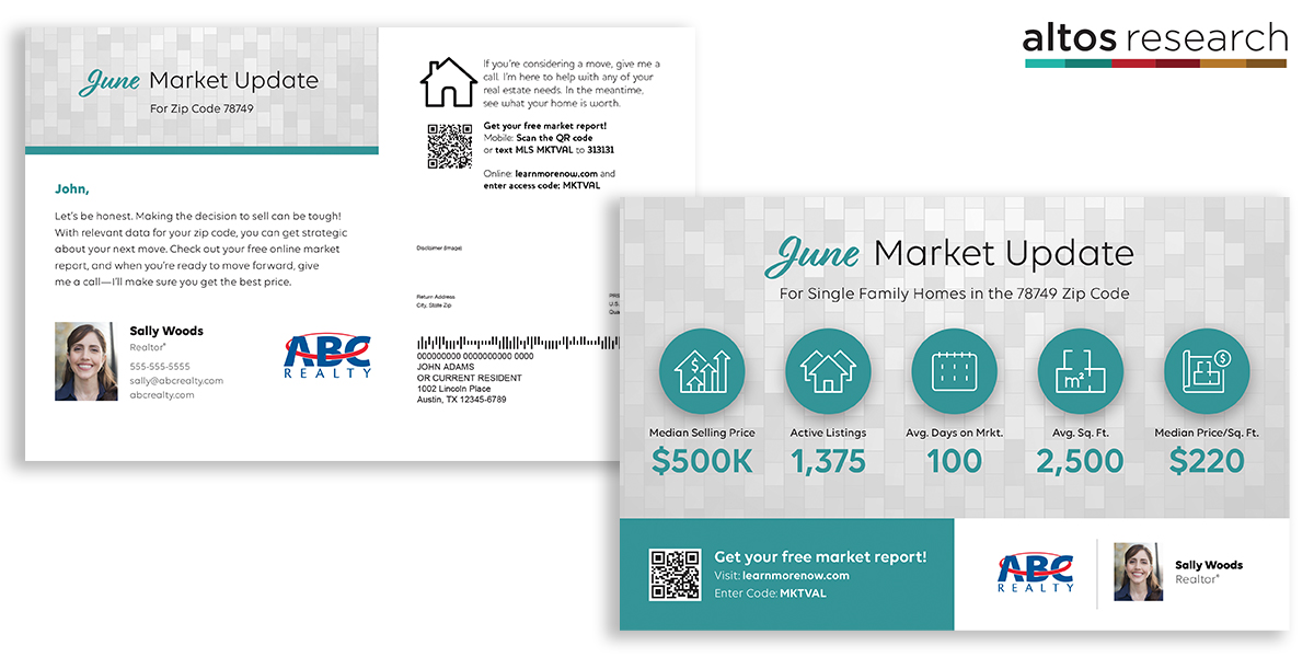 Altos research real estate farming campaign postcards