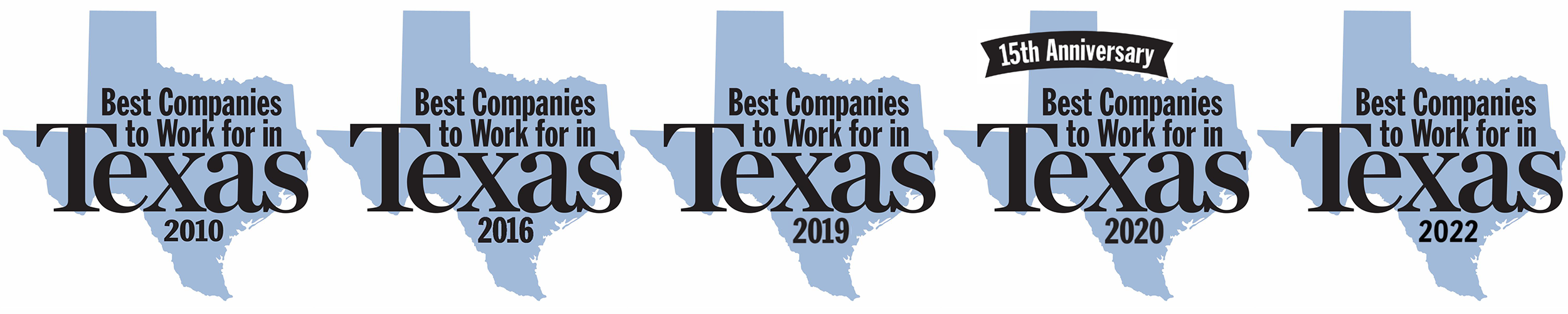 Best Companies to work for in Texas 2010, 2016, 2019, 2020, 2022