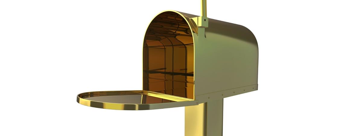 gold mailbox demonstrates how direct mail is still gold for real estate agents