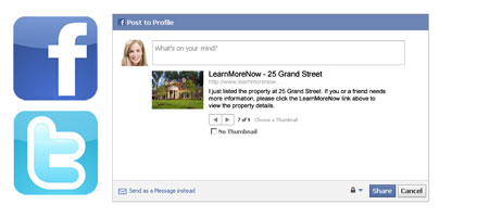 realtor announce listings on Facebook and Twitter to create social buzz using marketing automation